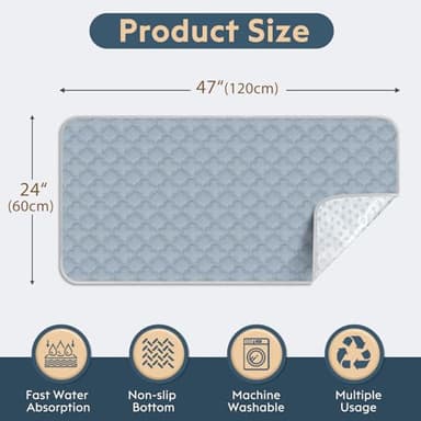 FunFurry Washable Guinea Pig Cage Liner - 2 Pack Reusable Washable Pee Pads，Waterproof Guinea Pig Bedding for Small Animal - Rabbit Bunny Hamster Puppy (Light Grey, 24" X 47" - 2 Pack) - Image 2