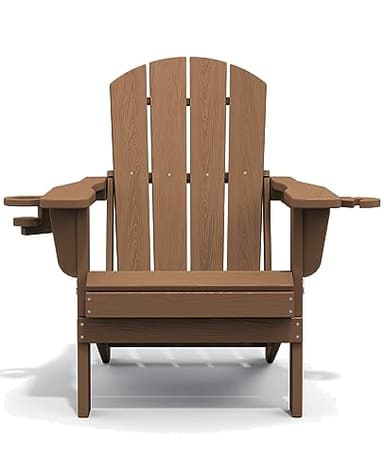 SERWALL Adirondack Chair with Cup Holders - Composite Adirondack Chairs Set of 4 HDPE Outdoor Chairs All Weather Use- Brown - Image 10