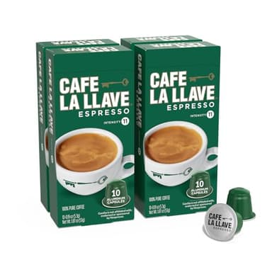 Cafe La Llave Espresso Pods: 40 Recyclable Aluminum Pods, Intensity 11 Dark Roast Latin-Style Coffee, Compatible with Nespresso Original Line Machines - Bold, Rich Flavor - Image 1