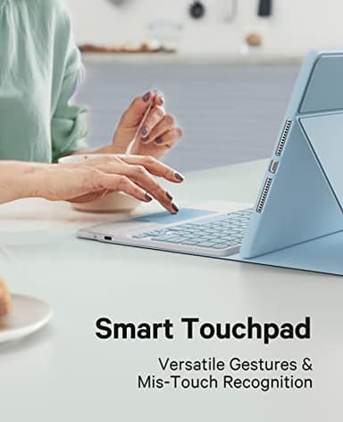 GreenLaw Keyboard Case for iPad 9th 8th 7th Generation 10.2 inch, 7 Color Backlit, Stain Resistant Cover, 2-Devices Connection Keyboard for iPad Air 3rd Gen. iPad Pro 10.5, Light Blue - Image 6