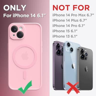 CAPRARO Magnetic for iPhone 14 Case, [Compatible with MagSafe] [Full Camera Protection] Shockproof Protective Slim Translucent Matte Phone Case for iPhone 14 6.1'', Peach Pink - Image 2