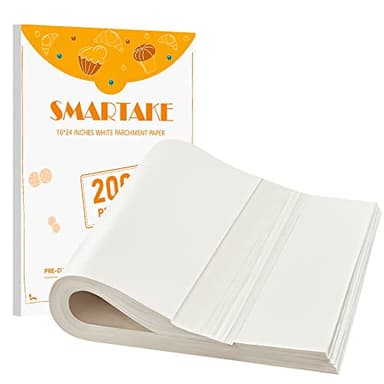 SMARTAKE 200 Pcs Parchment Paper Baking Sheets, 16x24 Inches Non-Stick Precut Baking Parchment, Suitable for Baking Grilling Air Fryer Steaming Bread Cup Cake Cookie and More (White) - Image 1