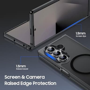 MAKAVO Magnetic for Samsung Galaxy Z Fold 7 Case [Compatible with MagSafe] Slim Translucent Matte Hard Back Cover & Soft Bumper, Fold7 Silicone Shockproof Phone Case, Black - Image 3