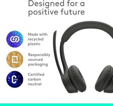 Logitech Zone 300 Wireless Bluetooth Headset with Noise-Canceling Microphone, Compatible with Windows, Mac, Chrome, Linux, iOS, iPadOS, Android- Black (Renewed) - Image 6