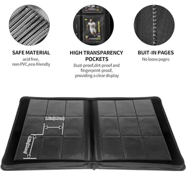 Qurhafoo Toploader Binder, top loader binder for cards, Holds 324 Toploaders, 9-pocket, card folders for trading cards or Sports Cards in 3 x 4'' Toploaders - Image 6