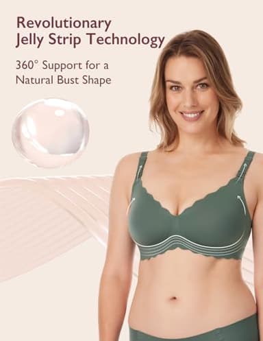 Momcozy Nursing Bras for Breastfeeding, Seamless Pregnancy Maternity Bra Wireless Classic Jelly Strip Support Nursing Bra Pine Green - Image 3