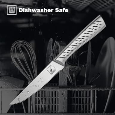 imarku Serrated Steak Knife Set, 8 Pieces with Lightning Bolt Handles - Premium High Carbon Stainless Steel Steak Knives Set for Kitchen, Dishwasher Safe - Image 5