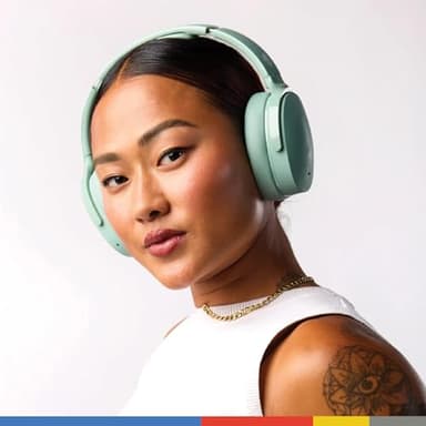 Skullcandy Hesh ANC Wireless Over-Ear Bluetooth Headphones with Charging Cable, Active Noise Cancelling, Up to 22 Hrs Battery, Foldable Lightweight Design, Microphone for iPhone Android - Preppy Sage - Image 5
