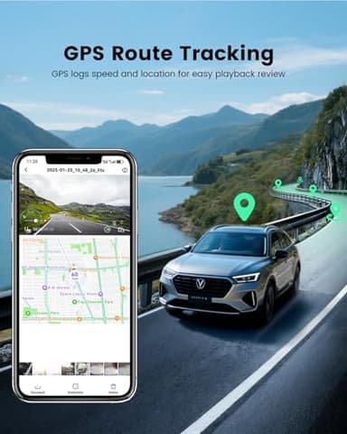 COOLCRAZY Dash Cam Front Rear: 4K+1080P Full HD Dashcam Free 64GB Card, with 5G WiFi GPS, Dual Dash Camera for Cars with 3" IPS Screen, Night Vision, HDR, App Control, 24H Parking Mode, Loop Record - Image 6
