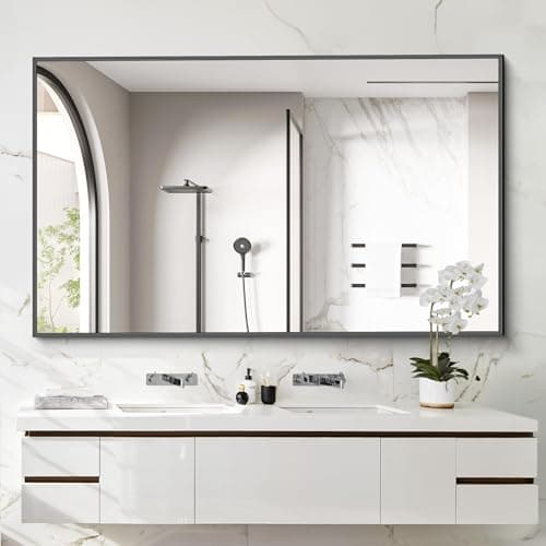 COFENY 40x60inch Black Bathroom Mirror, Black Rectangle Mirror with Frame, Large Rectangular Wall Mirrors for Bathroom, Living Room, Hair Salon, Big Farmhouse Mirror Hang Horizontal/Vertical - Image 1