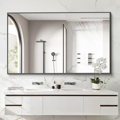 COFENY 40x60inch Black Bathroom Mirror, Black Rectangle Mirror with Frame, Large Rectangular Wall Mirrors for Bathroom, Living Room, Hair Salon, Big Farmhouse Mirror Hang Horizontal/Vertical - Image 1
