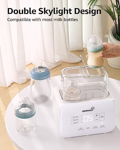 Baby Bottle Warmer, Grownsy 8-in-1 Fast Milk Warmer with Timer Breastmilk or Formula, Fits 2 Bottles, Accurate Temperature Control, with Defrost, Sterili-zing, Keep, Heat Baby Food Jars Function - Image 7