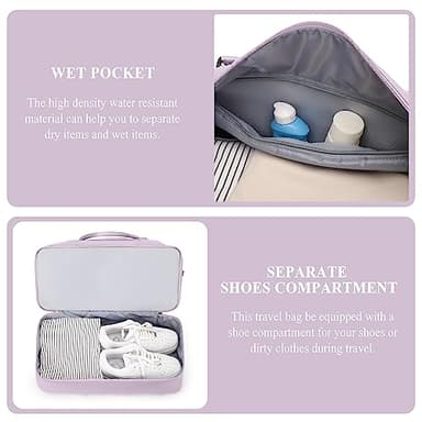 Weekender Bags for Women,Personal Item Travel Bag with Shoes Compartment,Overnight Travel Duffel Bag with Toiletry Bag - Image 5