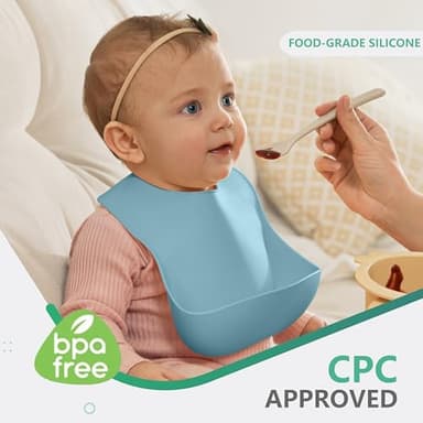 Cuddle Campus Set of 3 Silicone Bibs for Babies & Toddlers,Soft Adjustable Bibs with Pocket Food Catcher for Baby Girl,Boy(Set 8) - Image 2