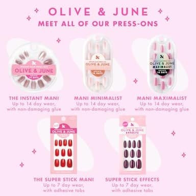 Olive & June Instant Mani Press-On Nails | (Glue) Extra Short, Round 42 Fake Nails, 21 Sizes | Non-Toxic, Long-Lasting Recycled Materials Realistic Look | Salon-Quality at Home | Strawberry Scone - Image 8