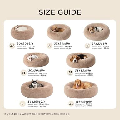 Bedsure Calming Dog Bed Medium Size Dog - Donut Washable Medium Pet Bed, 30 inches Anti-Slip Round Fluffy Plush Faux Fur Cat Bed, Fits up to 45 lbs Pets, Camel - Image 6