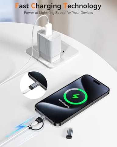 Temdan 4 Pack Lightning to USB C Adapter for iPhone 15/16/17 Pro/17 Pro Max,for iPhone 17/16 Charger,17/16 Accessories,Fast Charging & Data Transfer,USB C Charger Connector Cable,Not for Audio/OTG - Image 4
