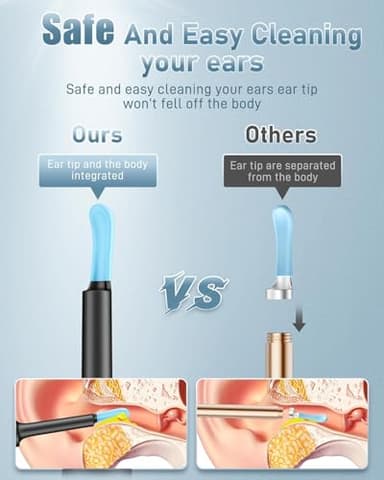 Ear Wax Removal Tool Camera - Ear Cleaner with Camera,1080P Otoscope, Ear Cleaning Tool with 4 Ear Spoon, Ear Camera for iPhone & Android Phones - Blue - Image 7