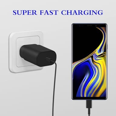 Type C Charger, 2-Pack 25W Type C Fast Charging Block with 6ft USB C Charger Cable Compatible with Galaxy S25 S24 S23 S22 S21+/Phone 16/16 Pro Max/15/15 Pro Max/15 Plus-Black - Image 4
