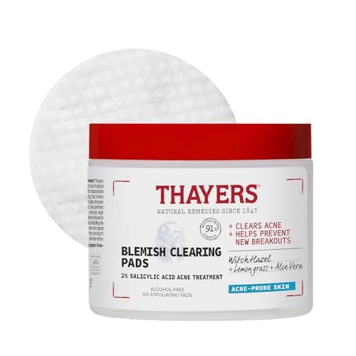 Thayers Blemish Clearing Acne Pads, Salicylic Acid Acne Treatment for Face, Pore Reducing, Exfoliating, and Soothing Skincare, Witch Hazel Toner Pads, 60 Ct - Image 1