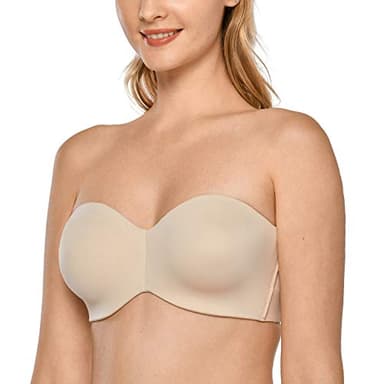 DELIMIRA Women's Strapless Bra Unlined Underwire Minimizer Plus Size Support Beige 38C - Image 1
