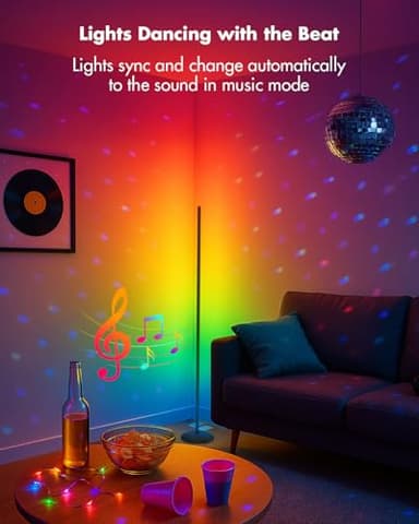 Vexinat Corner Floor Lamp, Smart RGB LED Corner Lamp with App & Remote, Modern Floor Lamp with 16 Million Colors, Music Sync, Scene Modes, Color Changing Standing Lamps for Living Room, Bedroom - Image 5