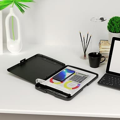 Piasoenc Clipboard with Storage, 8.5 x 11 Organization Box with Pen Holder and A4 Legal Paper Folder, Folio & Side-Opening, Low Profile Clip,for Nurses,Teachers, Size 14 x 9.6 x 1.2 in, Black - Image 8