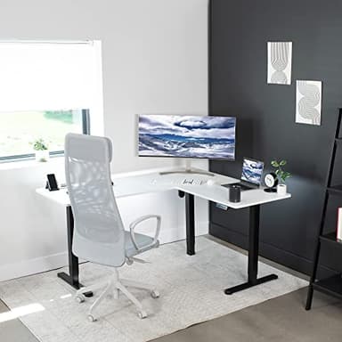 VIVO Electric Corner 63 x 55 inch L-Shaped Standing Desk, Memory Height Adjustment, White Top Black Frame, DESK-E3CTBW - Image 7