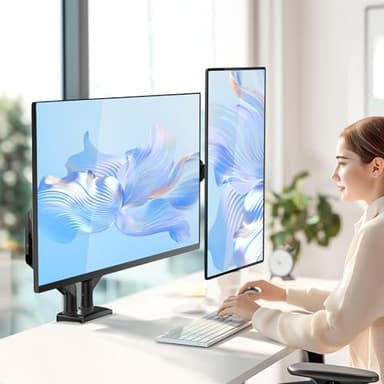 WALI Dual Monitor Stand for 17-32 inch Computer Screens, Dual Monitor Arms for 2 Monitors Holds up to 22 lbs, Height Adjustable Gas Spring Dual Monitors Mount, VESA 75x75/100x100mm (GSMP002N), Black - Image 9