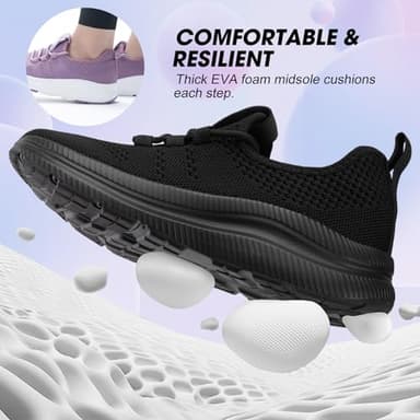 ZOVE Wide Toe Box Shoes Women Extra Wide Width Sneakers Ultra Light Road Running Shoes Non-Slip Tennis Sneakers Breathable Walking Athletic 8803 Full Black 38 - Image 3