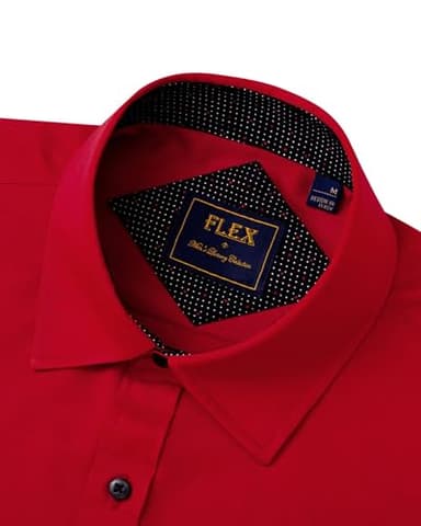 J.VER Dress Shirts for Men Contrast Collar Casual Button Down Shirt Long Sleeve Semi Formal Wedding Party Stylish Tops Red Small - Image 3