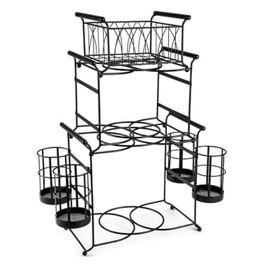 Sorbus® Buffet Caddy — 7-Piece Stackable Set Includes Plate, Napkin, and Silverware Holder, 3-Tier Detachable Tabletop Organizer — Ideal for Kitchen, Dining, Entertaining, Parties,Thanksgiving (Black) - Image 8
