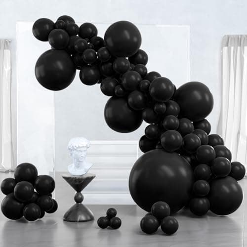 PartyWoo Black Balloons 127 pcs Different Sizes Pack of 36 18 12 10 5 Inch Matte Black Latex Balloon Arch Kit Garland for Graduation Halloween New Year Anniversary Birthday Party Decorations Black-Y18 - Image 1