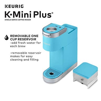 Keurig K-Mini Plus Single Serve K-Cup Pod Coffee Maker, with 6 to 12oz Brew Size, Stores up to 9 K-Cup Pods, Travel Mug Friendly, 1500 watts, Cool Aqua - Image 10