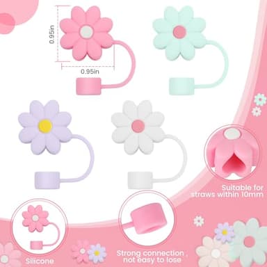 TaroKitc 40 oz Tumbler with Handle and 4 Silicone Straw Covers Cap | Stainless Steel Insulated Travel Mug Iced Coffee Cup | Keeps Drinks Cold for 34 Hours | Dishwasher Safe, BPA Free(Pink) - Image 3