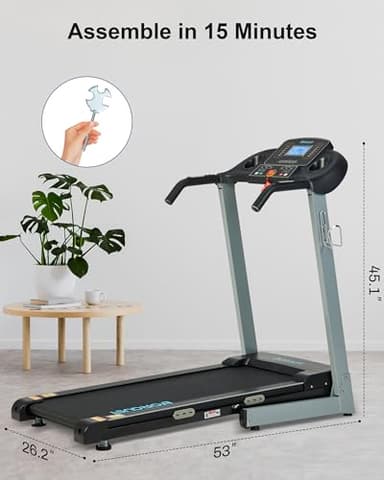 BORGUSI Auto Incline Treadmill with 300 LBS Capacity, 3HP Folding Electric Treadmills for Home, Running Machine with 17.5 Wide Belt, Shock Absorption, 8.5 MPH Speed, Preset Programs, Bluetooth Speaker - Image 2