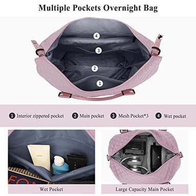 Travel Duffel Bag, Weekender Overnight Bags for Women, Carry On Personal Item Bag with Trolley Sleeve & Wet Pocket,Purple - Image 4
