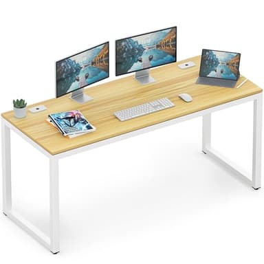 SHW 55-Inch Commercial-Grade Office Computer Desk, Oak - Image 1