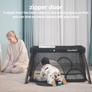 Pamo Babe Travel Crib Lightweight Playpen Baby Playard with Bassinet Portable Mini Playard - Image 5