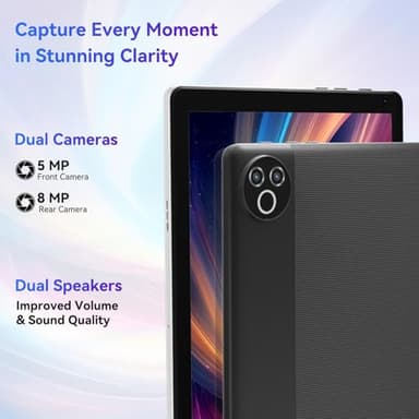 Tablet 10 Inch Android 15 OS GMS Certified Tablets PC 1.8 GHz 5-Core 16 (3+13) GB RAM 32 GB ROM 1 TB Expandable 1280x800 HD IPS Touch Screen 5000 mAh WiFi 6 Bluetooth 5.4 Dual Camera 2025 (Black) - Image 6