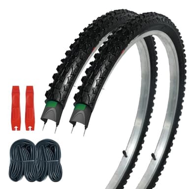 2Pack 24x1.95(54-507) Mountain Bike Tires Replacement Kits Plus 2 Bike Tubes (with Puncture Sealant) and 2 Tire Levers, Bike Tire with Tread Puncture Protection for On or Off-Road Use - Image 1