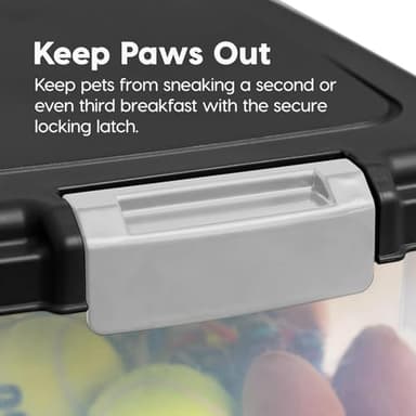 IRIS USA Airtight Dog Food Storage Container, Up to 38 lbs, Attachable Wheels, For Dog Cat Bird and Other Pet Food Storage Bin, Keep Fresh, Translucent Body, Easy Mobility, Black - Image 7