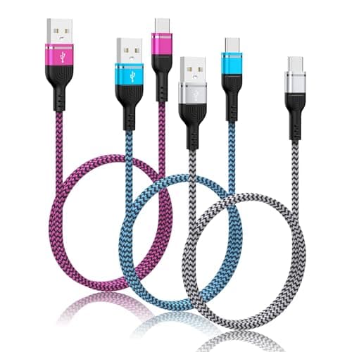 Fast Charger Cord USB C Charging Cable 6FT 3Pack 3.1A Braided Type C Android Charger Cable for Samsung Galaxy A16 A15 5G,A55,A54 5G,A25,A35,A14,S25,S24 Ultra,S23,S22,S21,S20,iPhone 16e 16 15 Pro - Image 1