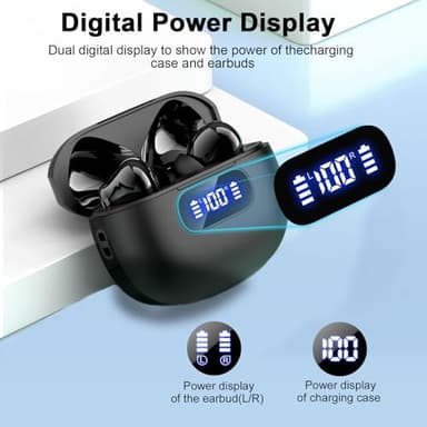 Wireless Earbuds, Bluetooth 5.3 Headphones LED Power Display, 2025 New Wireless Earphones, 4 ENC Noise Cancelling Mic, HiFi Stereo, 48H Playtime Mini Case IP7 Waterproof for Sport Walk - Image 3