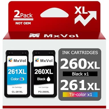 260XL 261XL Replacement for Canon Ink 260 and 261 Ink Cartridges PG-260 XL CL-261 XL for Canon Pixma TS6420a TS6420 TS6400 TR7020a TR7020 TR7000 TS5300 TS5320 Printer Ink Cartridge (1 Black,1 Color) - Image 1