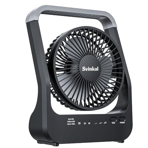 Svinkal Battery Powered Fan, 10000mah Portable Desk Fan with Timer, 3 Speeds, Whisper Quiet, 180° Rotation, Portable Fan for Office, Bedroom, Outdoor, Camping - Image 1