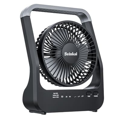 Svinkal Battery Powered Fan, 10000mah Portable Desk Fan with Timer, 3 Speeds, Whisper Quiet, 180° Rotation, Portable Fan for Office, Bedroom, Outdoor, Camping - Image 1