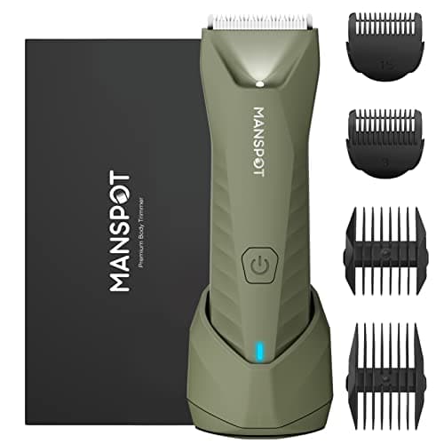 MANSPOT Manscape Trimmer for Men Ball/Pubic/Groin, Electric Body Hair Trimmer, Replaceable Ceramic Blade Heads,Waterproof for Wet/Dry Use,Standing Recharge Dock,90 Minutes Shaving After Charged(Green) - Image 1