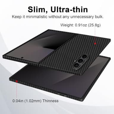 Lenpiti Slim 1500D Aramid Fiber Case Compatible with Samsung Galaxy Z Fold 7, Thin Carbon Fiber Cover Compatible with Magsafe (Matte Black)‌ - Image 4