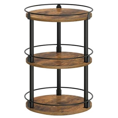 YATINEY 3-Tier Lazy Susan Organizer, Rotating Spice Rack, Spinning Organizer, Industrial Turntable Spice Rack Organizer for Cabinet, Kitchen Countertop, Pantry, Rustic Brown and Black SR23BR - Image 1